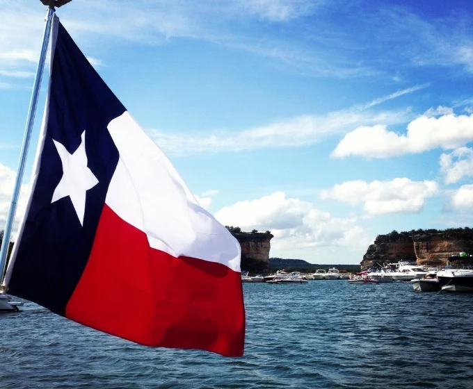 Texas Flag on boat at PK Lake